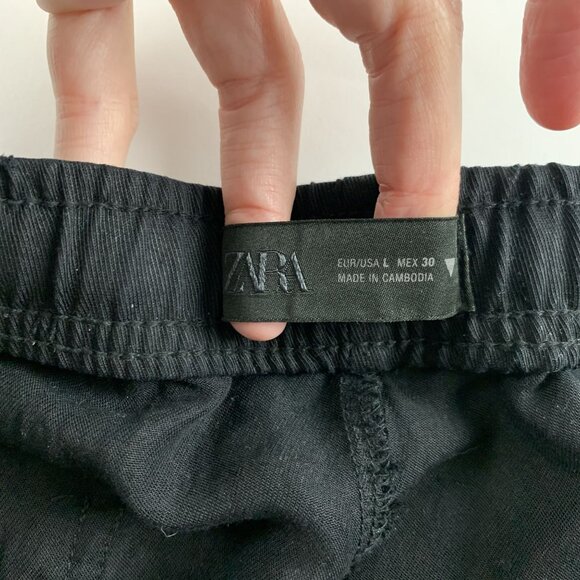 Zara Black Lightweight Wide Leg Lounge Pant L - Picture 4 of 6